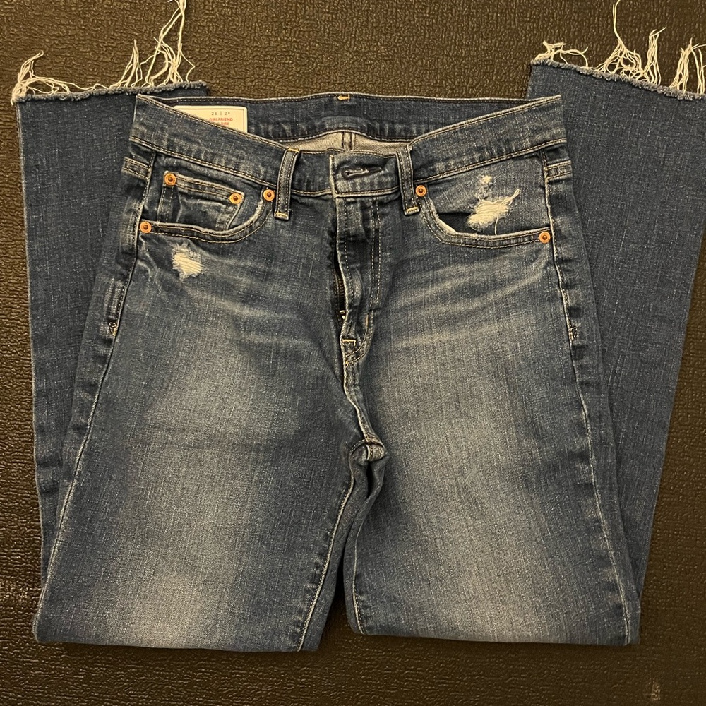 Gap mid rise girlfriend jeans with washwell